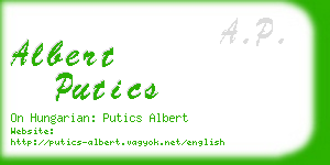 albert putics business card